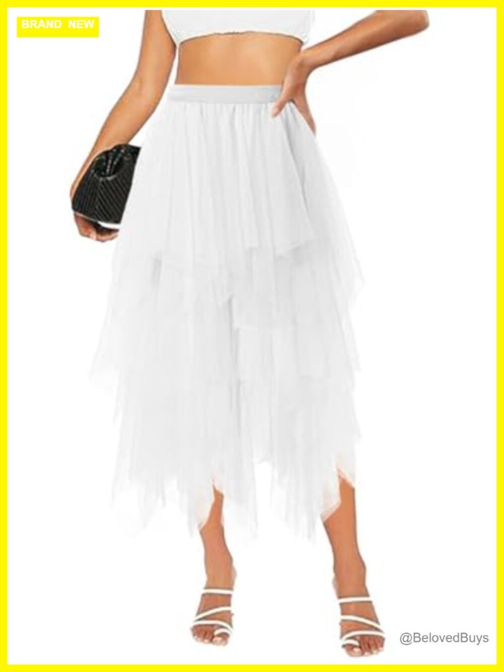 Tulle Midi Tutu Skirt A-Line Mesh Layered Fairy High Elastic Waist